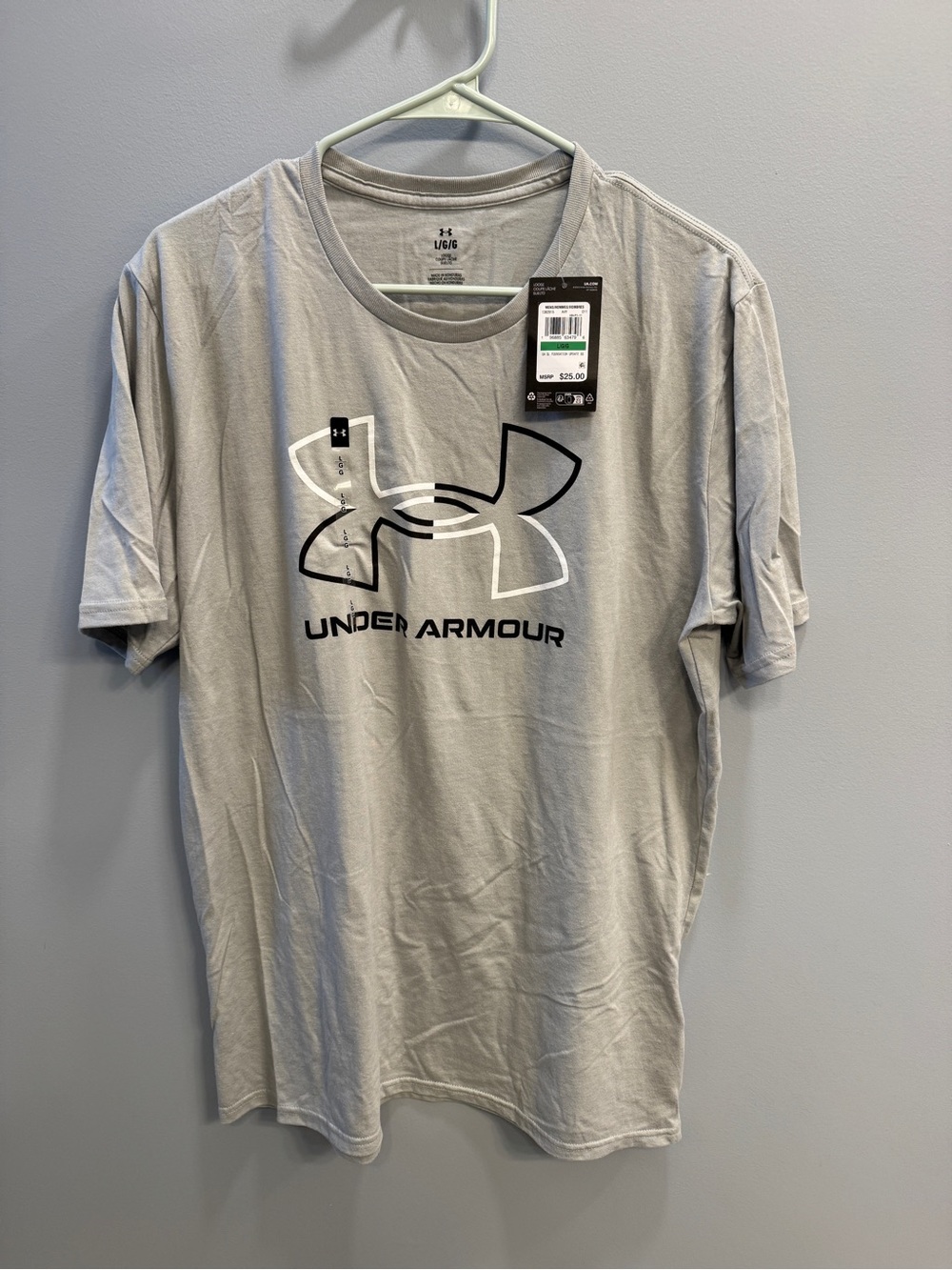 Under Armour Light Gray Short-Sleeve Logo Tee NWT Size L